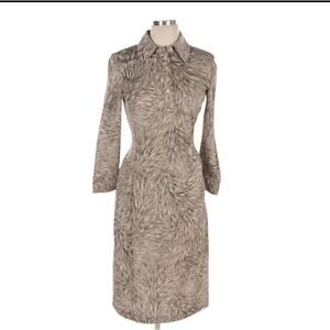 Diane von Furstenberg Silk Jersey Knit Dress – Abstract Print, Button Front Sz 6